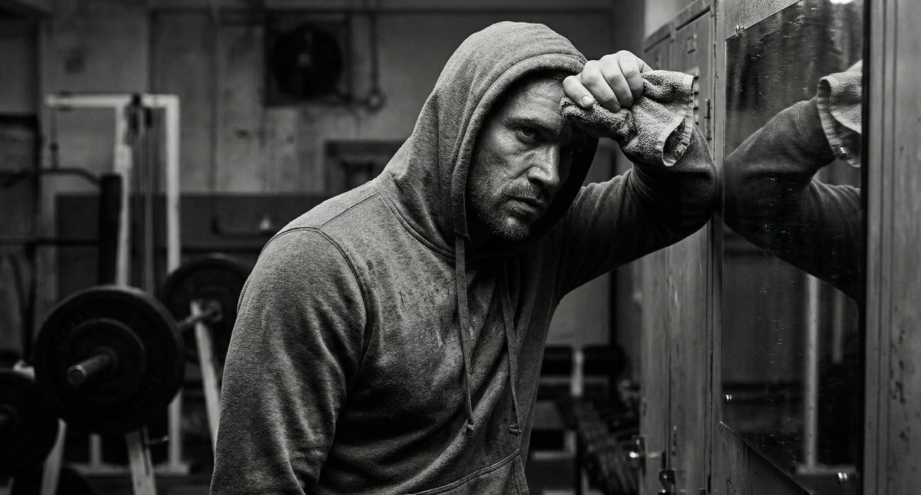 A confident man focusing on his physical and mental performance.