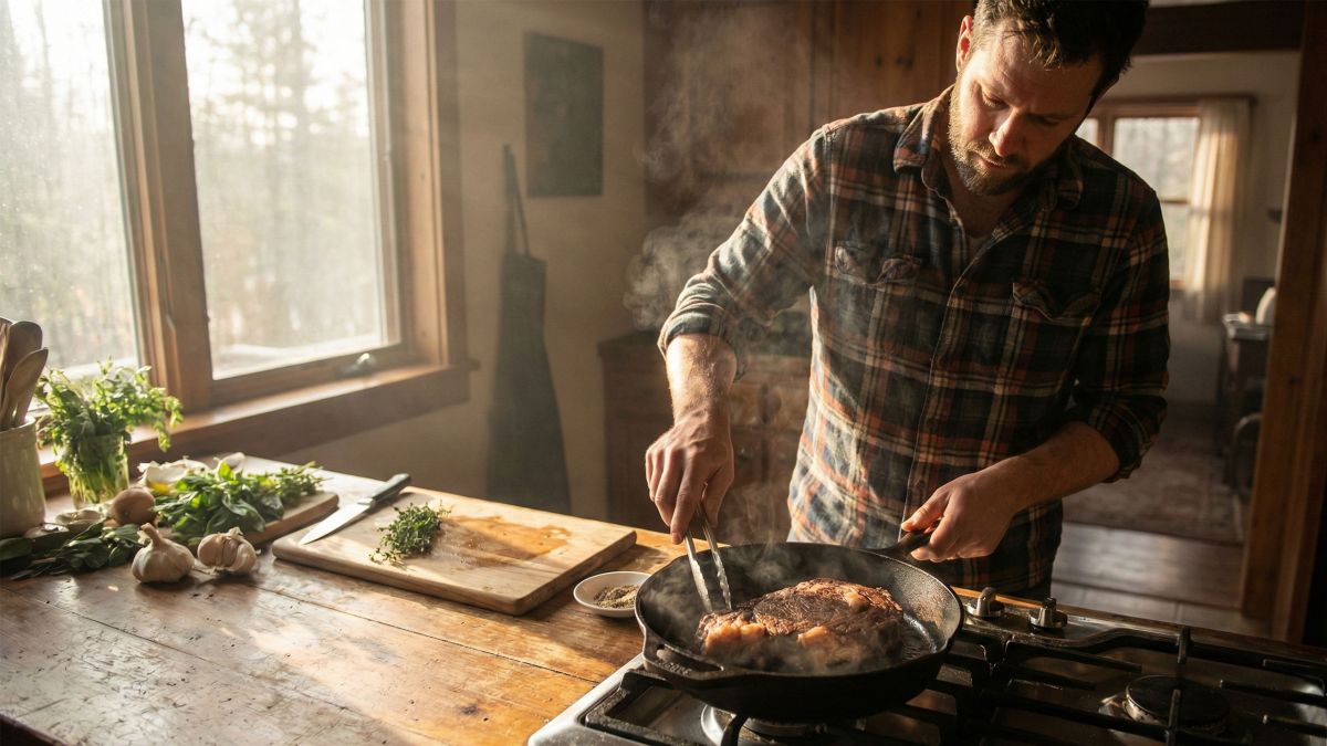A man preparing a high-protein meal, representing performance nutrition and the provider role.