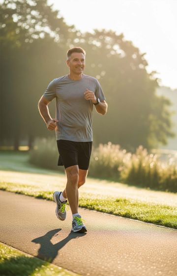 Active man jogging to support hormonal health.