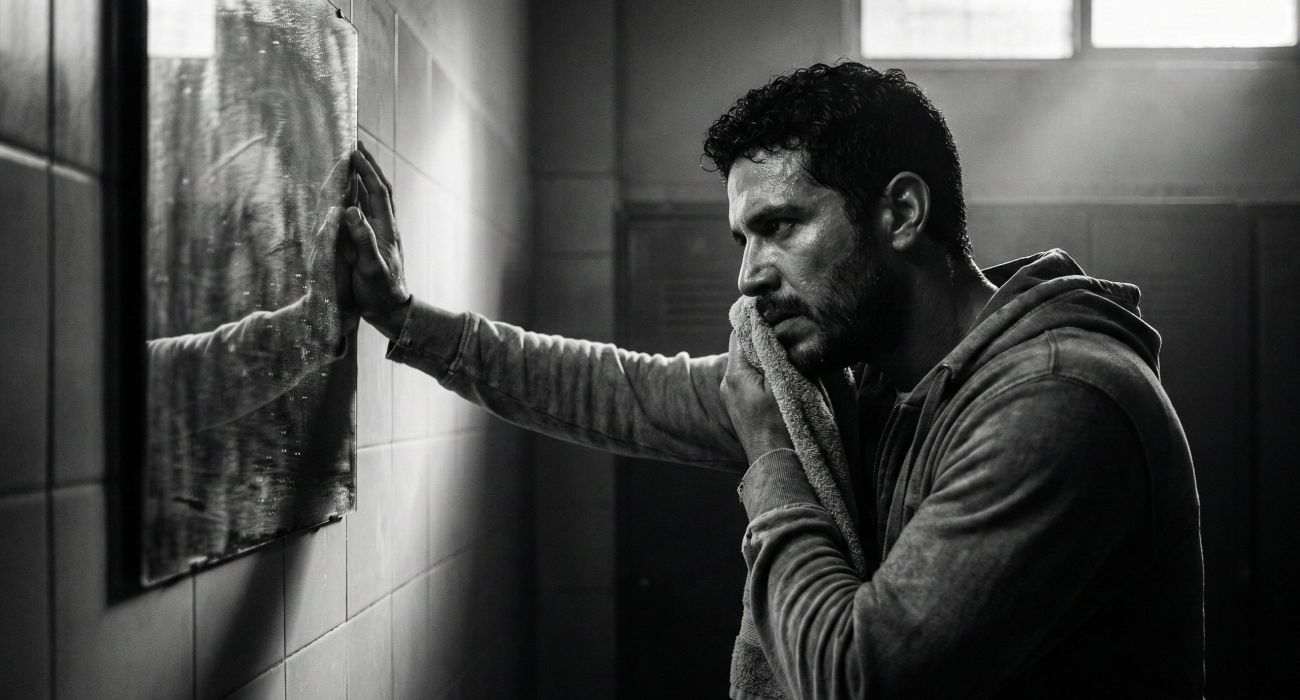 Un hombre seguro de sí mismo centrado en su rendimiento físico y mental.