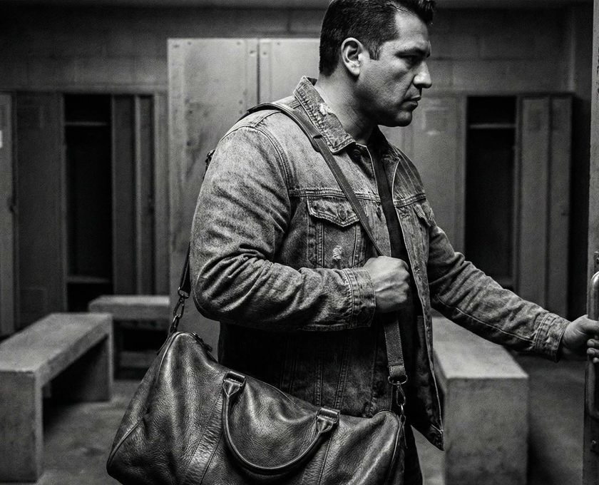 Un hombre que muestra fuerza y compostura, representando la confianza masculina.