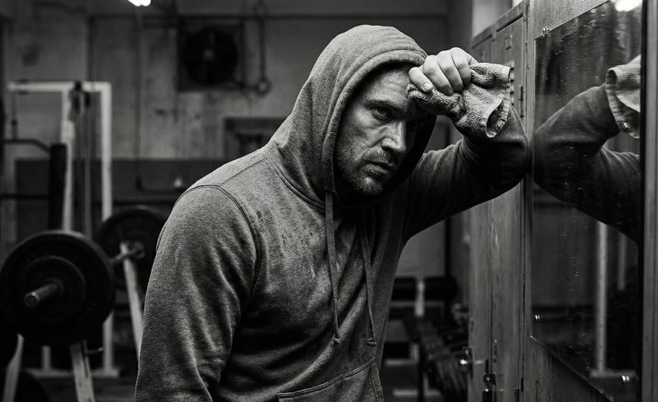 Un homme confiant se concentrant sur sa performance physique et mentale.