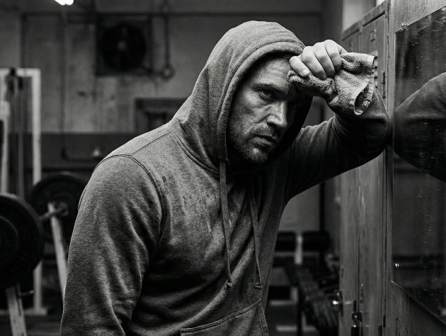 Un homme confiant se concentrant sur sa performance physique et mentale.