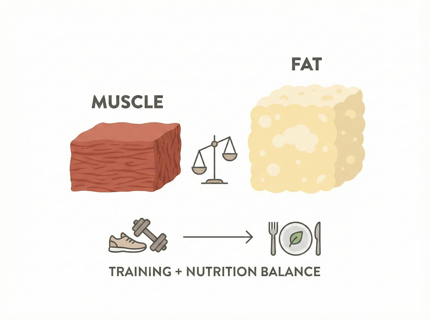 Fettgewebedichte im Vergleich zur Muskelgewebedichte.