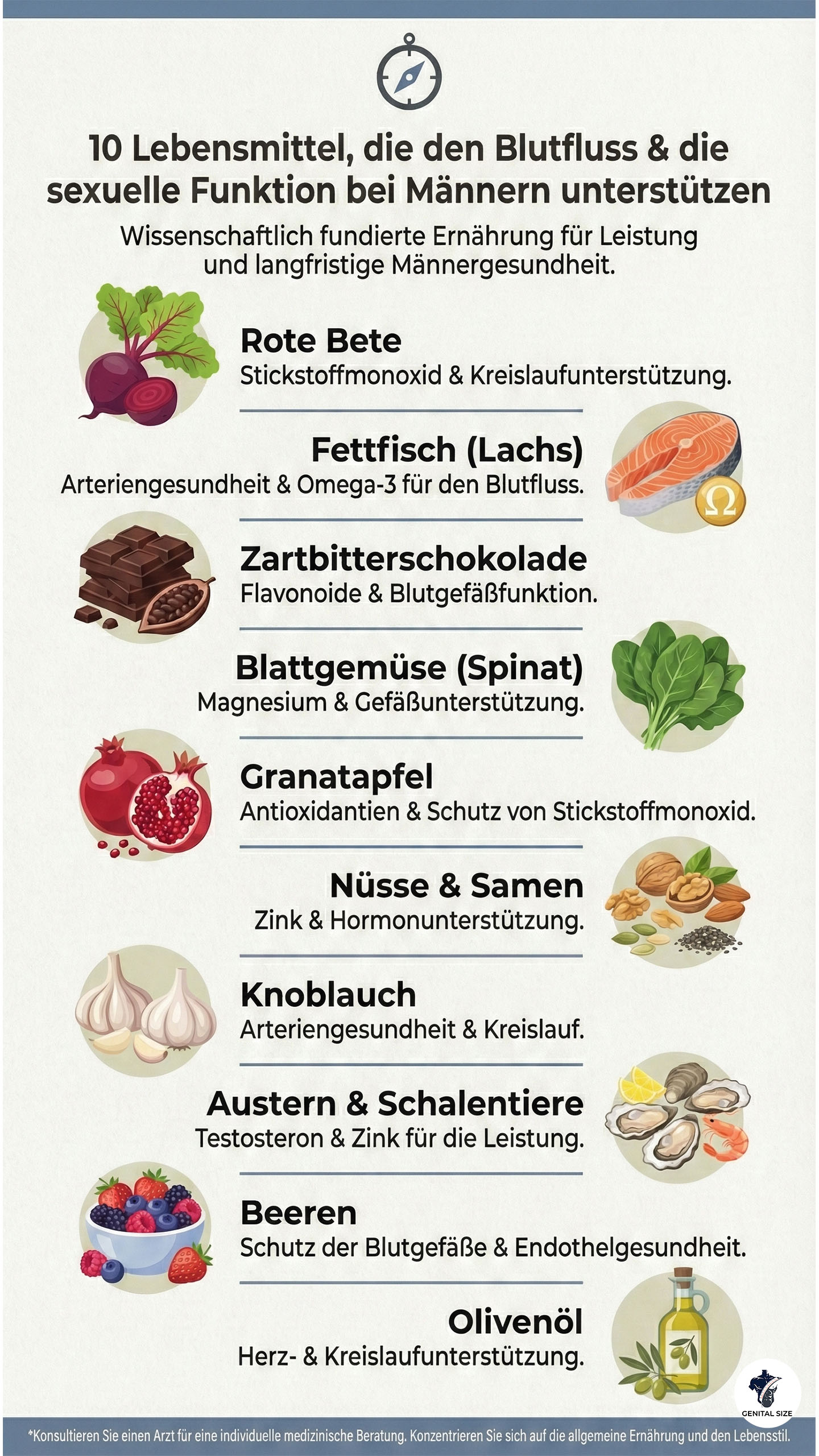 10 Lebensmittel, die den Blutfluss und die sexuelle Funktion bei Männern unterstützen.