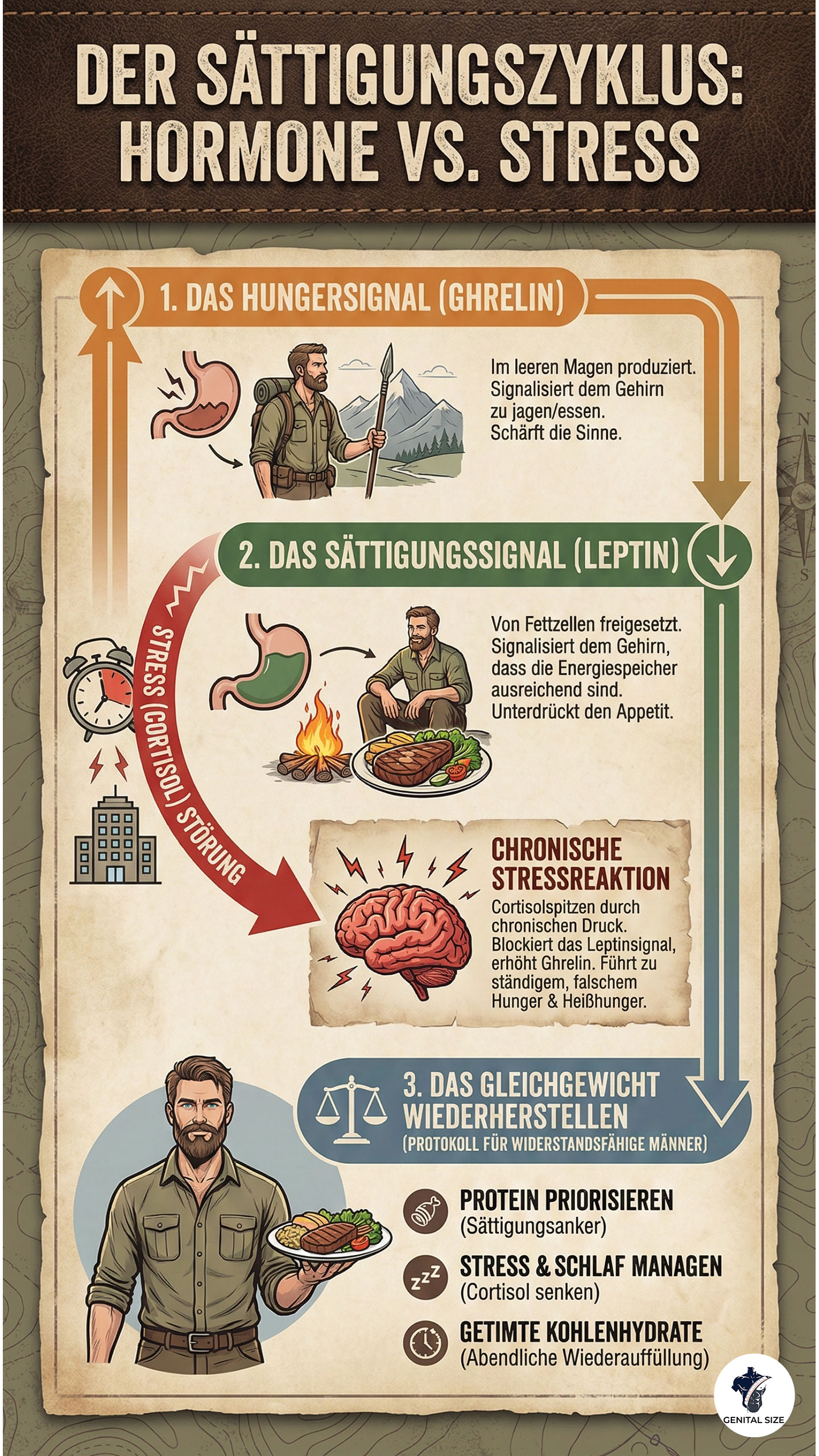 Infografik: Der Sättigungszyklus: Hormone vs. Stress