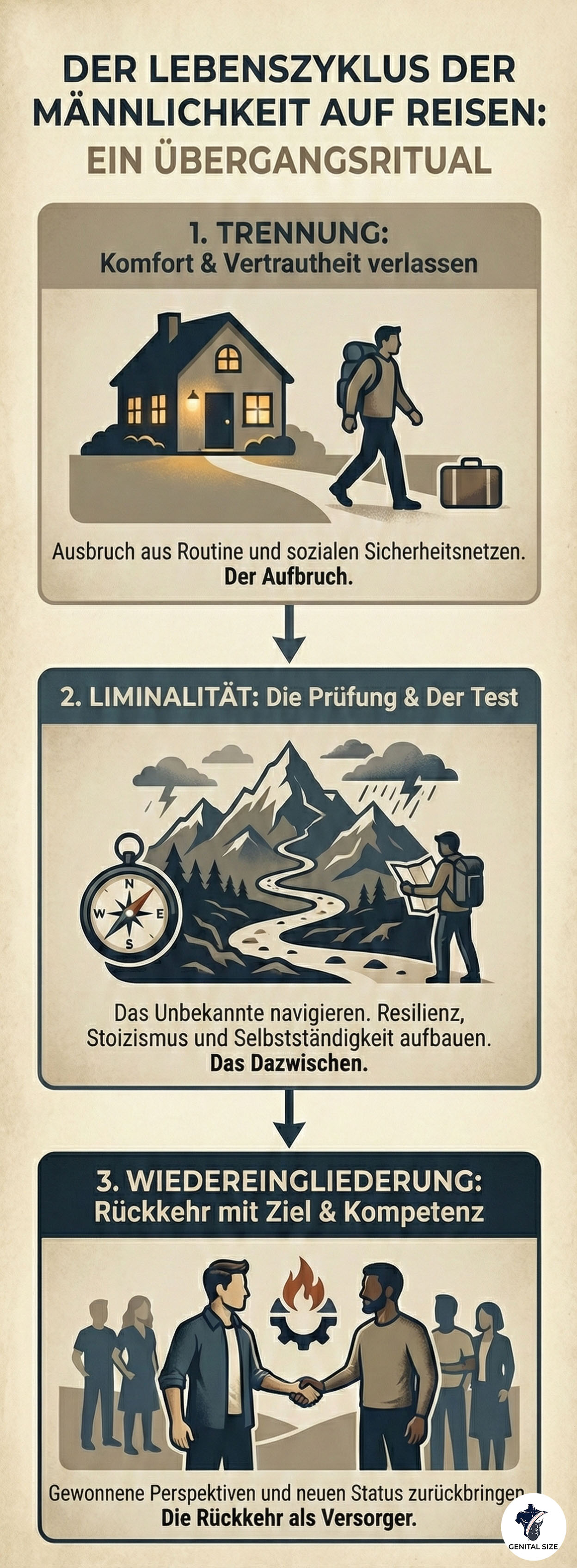 infografik maennlichkeit reise lebenszyklus