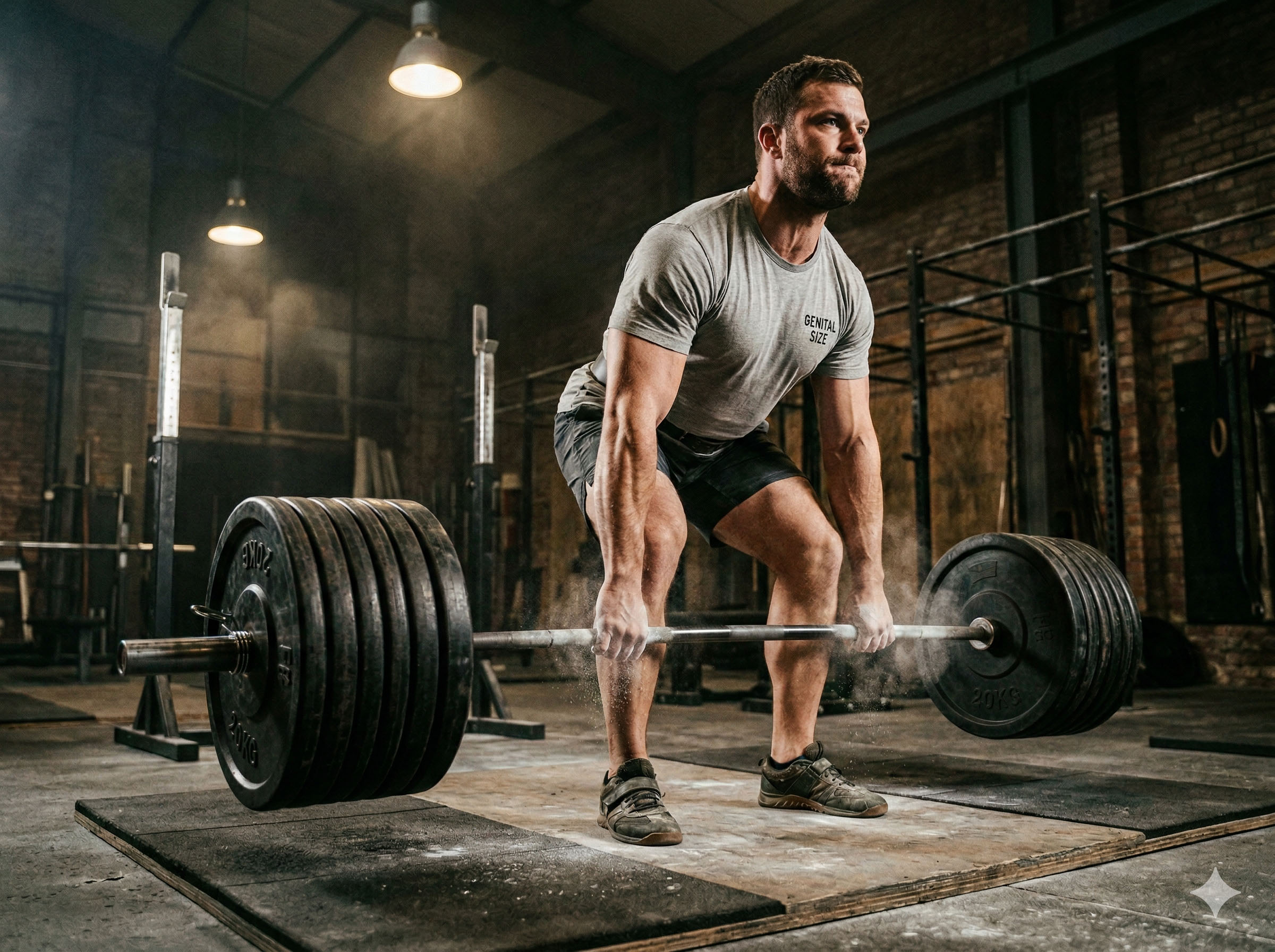 Ein Mann trainiert im Fitnessstudio mit Eisenhanteln, was Disziplin, Testosteron und männliche Tatkraft symbolisiert