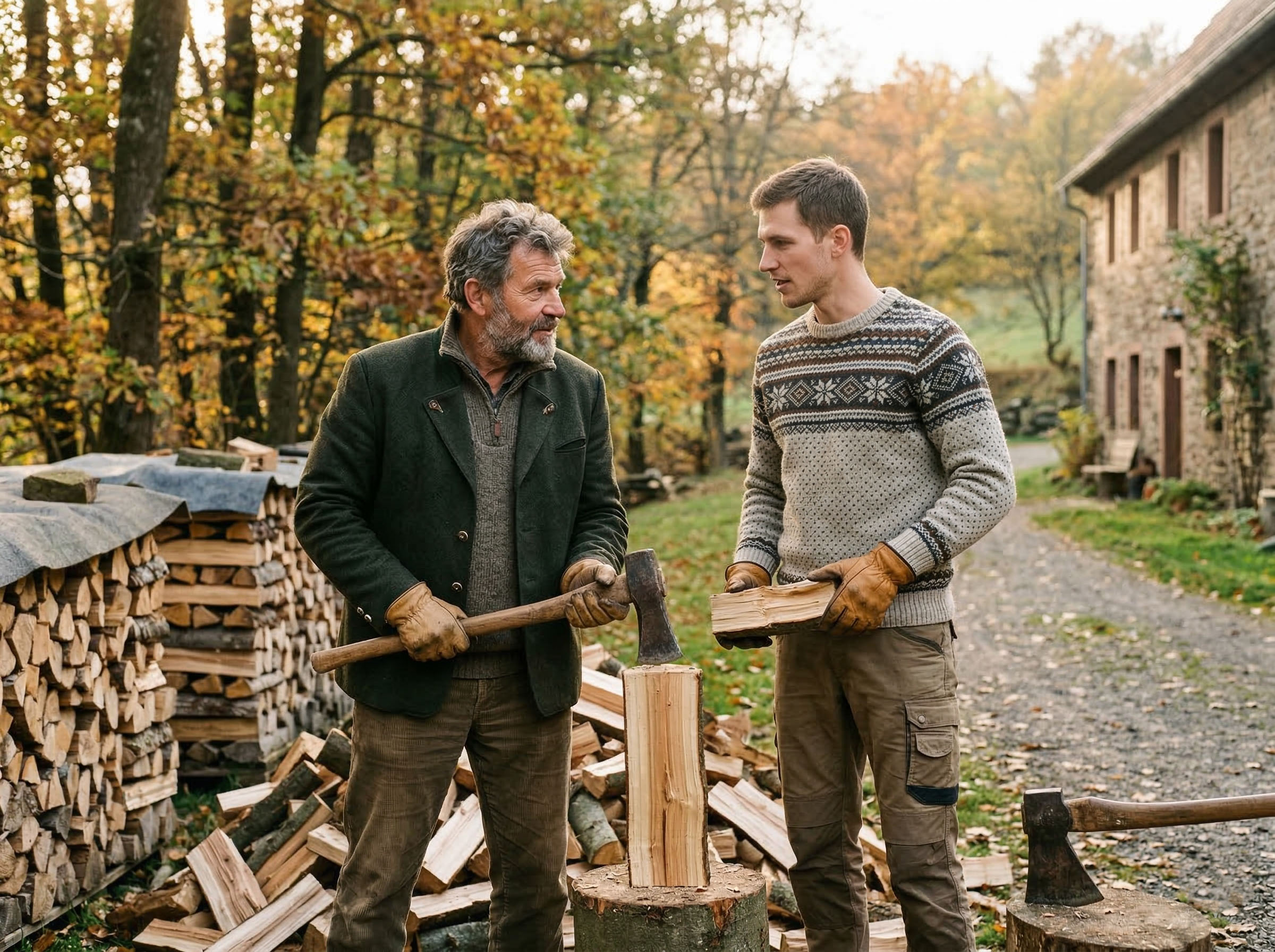 Vater und Sohn im Freien – stellvertretend für männliches Erbe, Vaterschaft und die Bedeutung des Verständnisses der eigenen Biologie