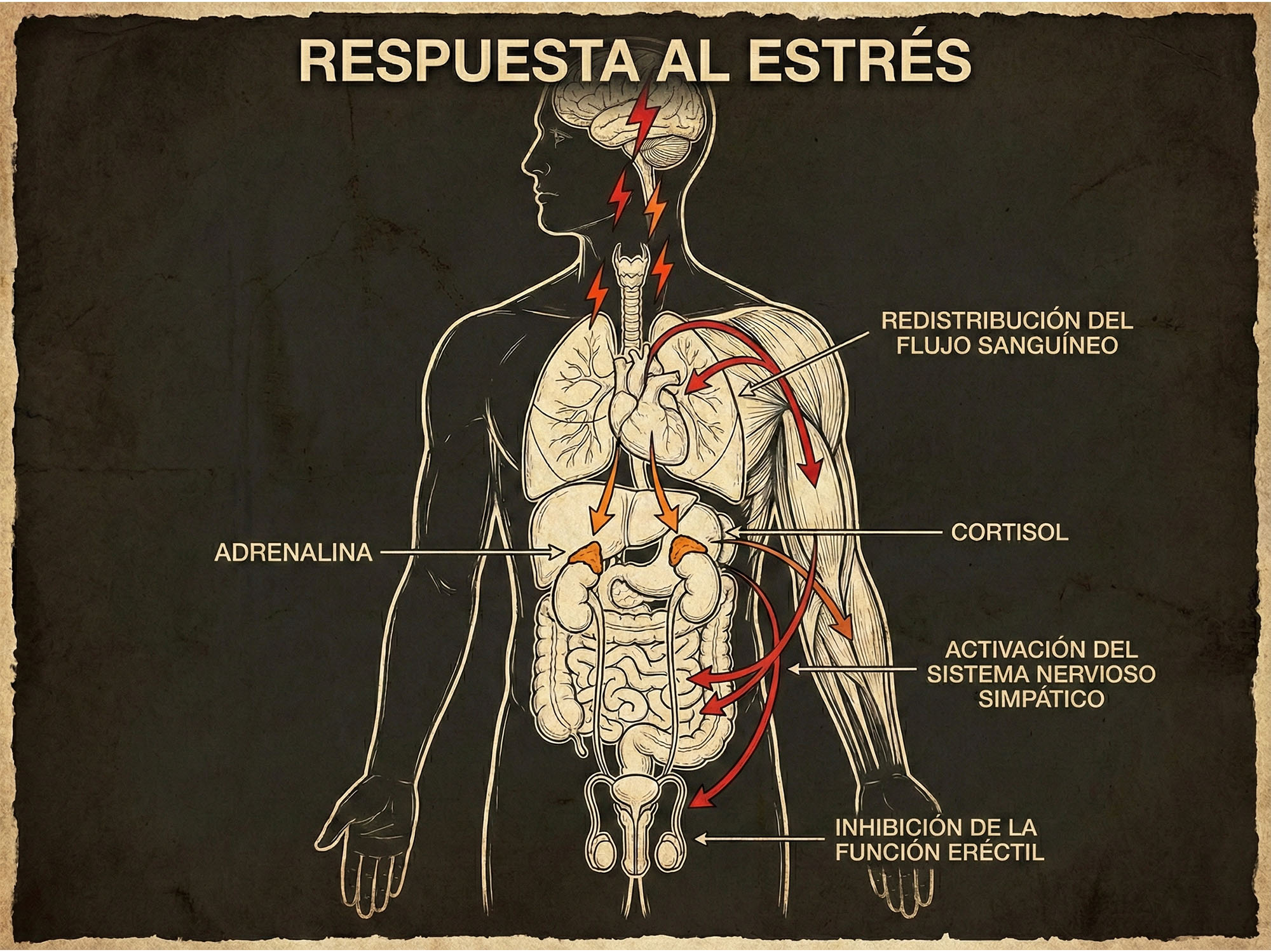 Ilustración de la respuesta humana al estrés.