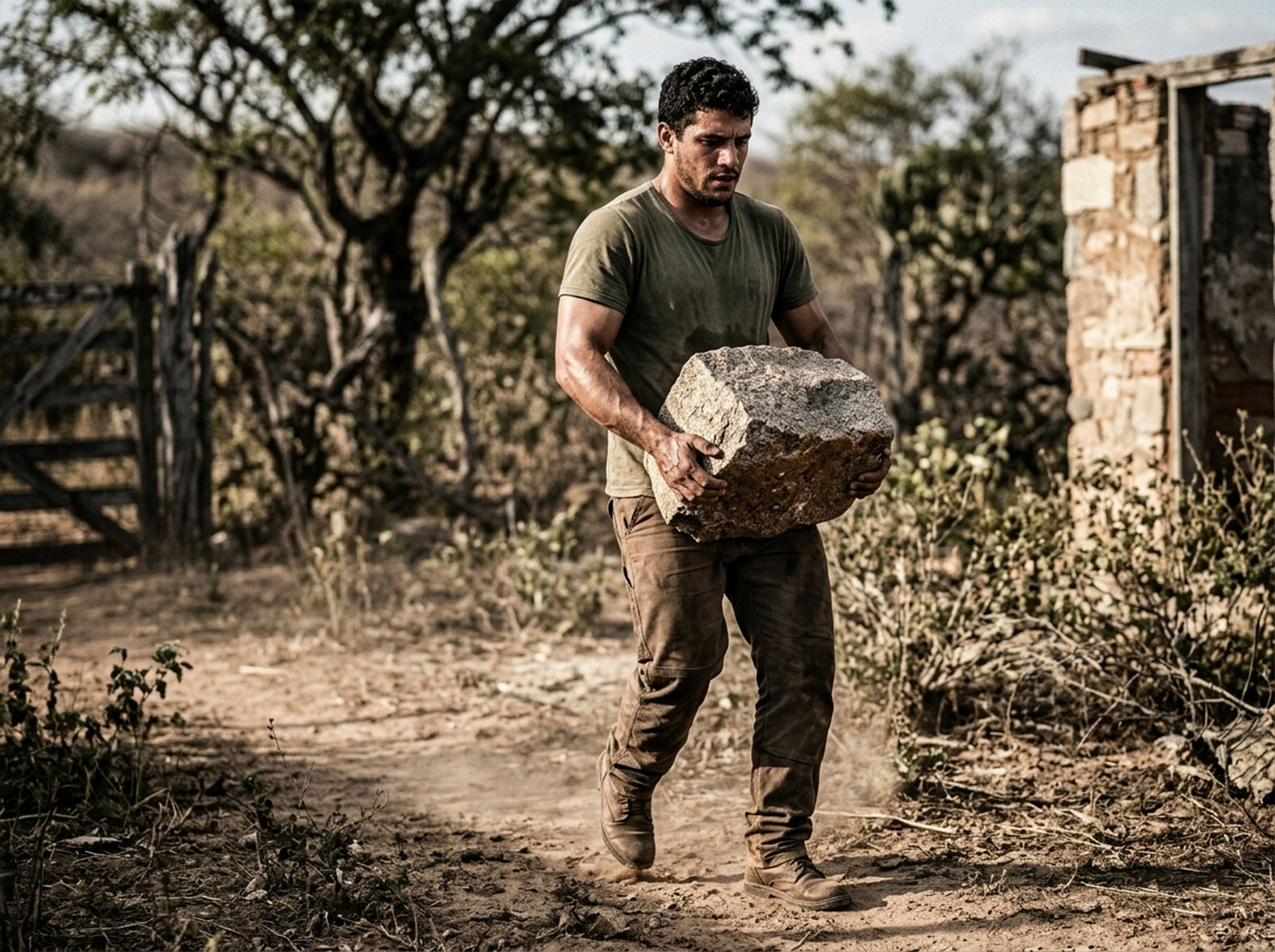 Hombre realizando una carga funcional al aire libre