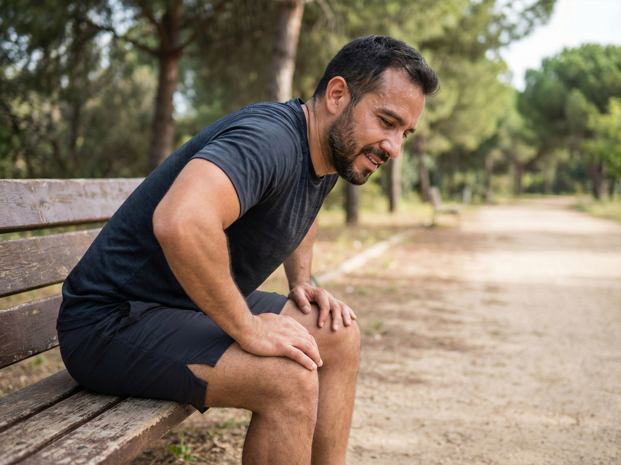 Hombre recuperándose tras el esfuerzo, simbolizando resiliencia emocional y resistencia