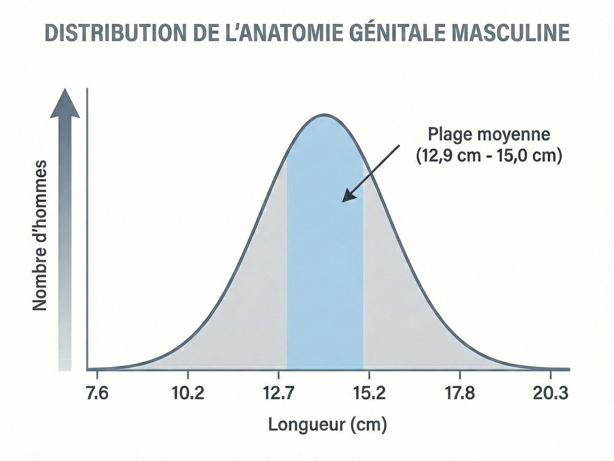un diagramme en cloche illustrant la distribution de l’anatomie génitale masculine