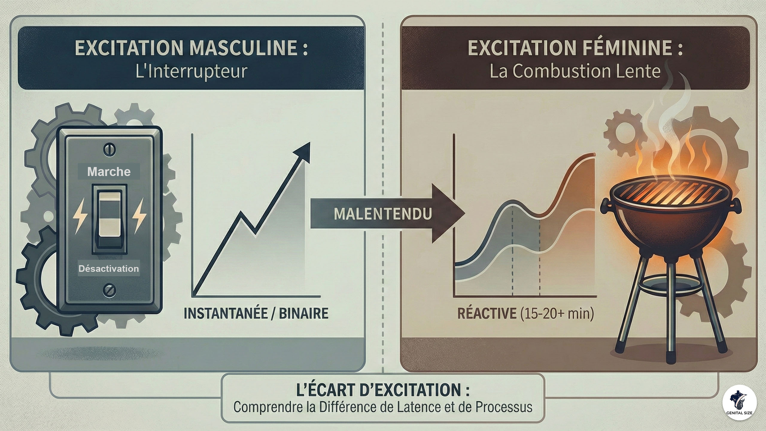 Infographie sur l'erreur de l'excitation masculine et féminine.