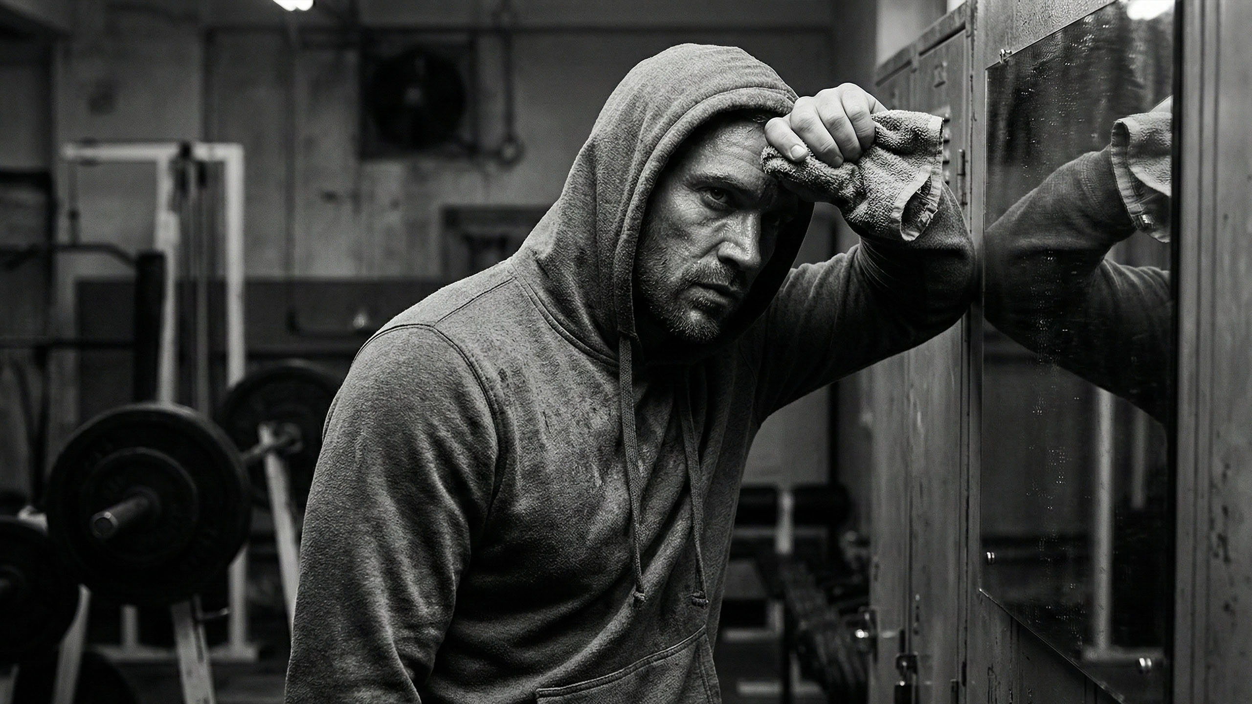 Un homme confiant se concentrant sur sa performance physique et mentale.