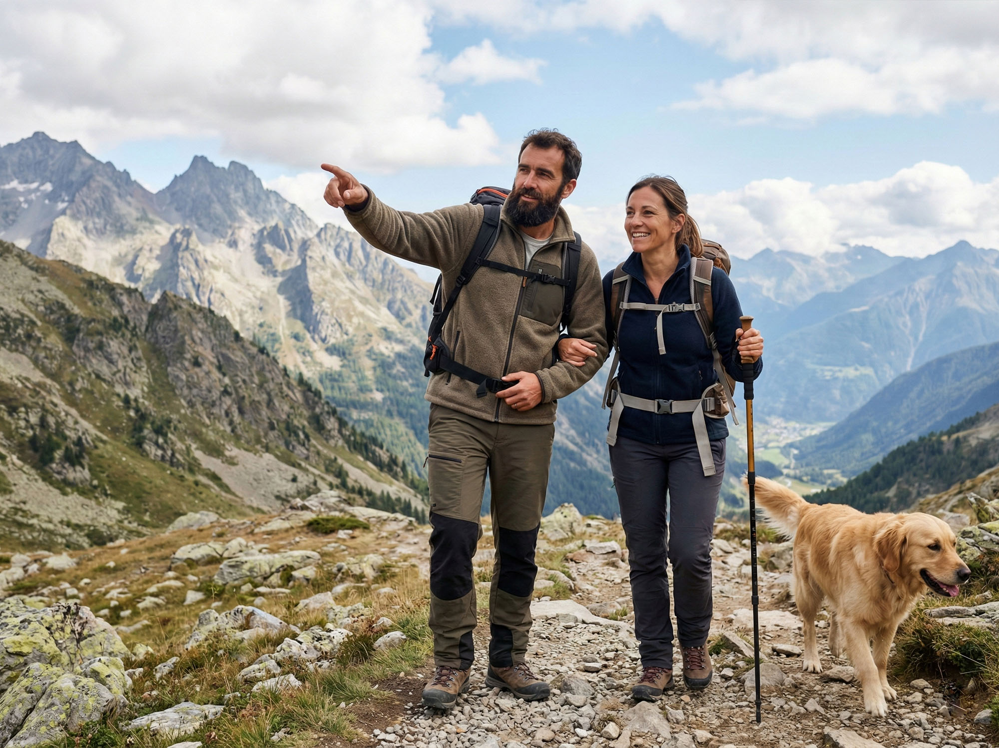 Homme et femme faisant de la randonnée en plein air