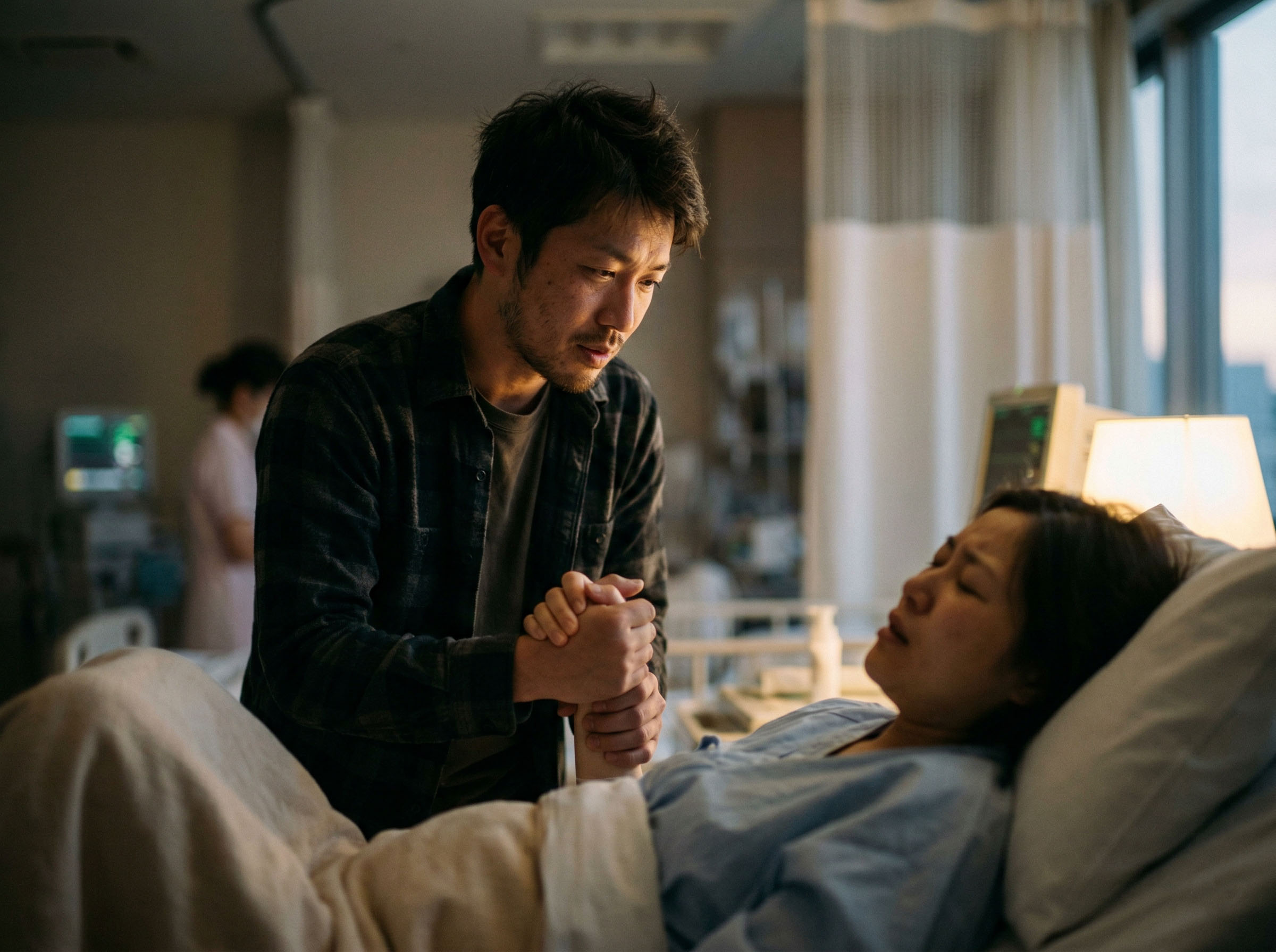 病院で初めて新生児を抱く父親