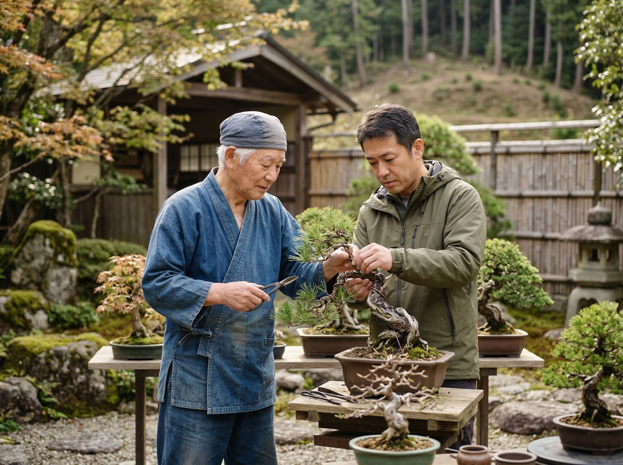 屋外にいる父と息子 ―― 男としての遺産、父親としての役割、そして自身の生物学的特性を理解することの重要性を象徴