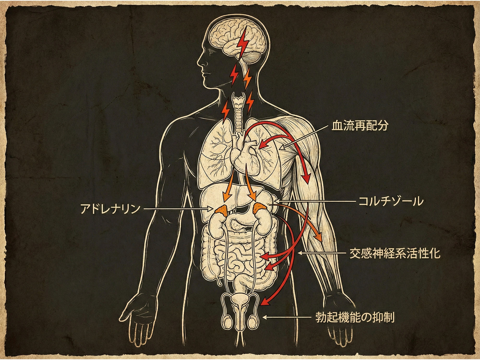 人間のストレス反応のイラスト