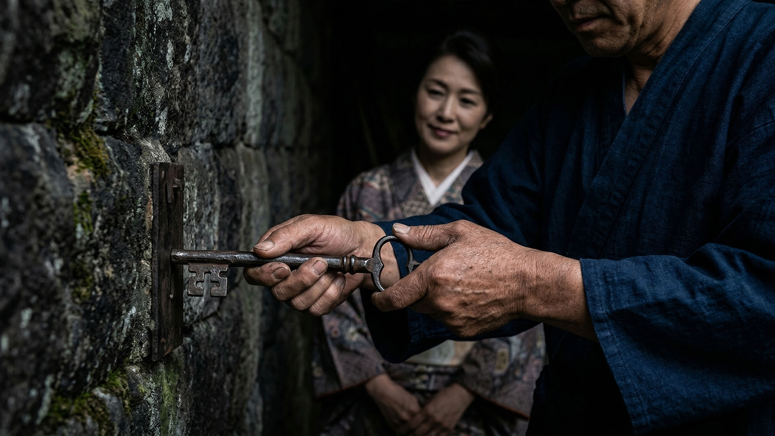 伝統と守護を象徴するものを握る男の手。
