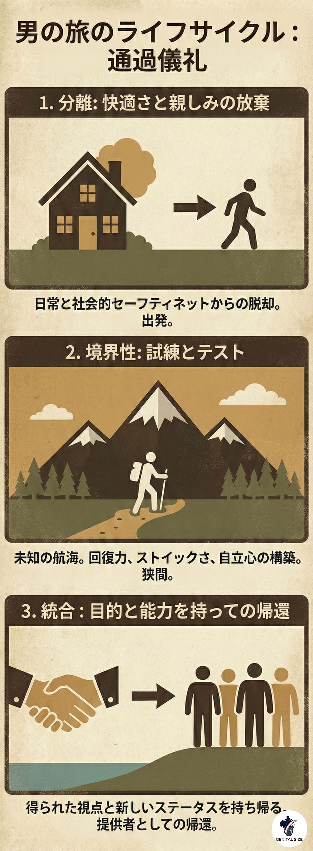 インフォグラフィック-男らしさ-旅-ライフサイクル