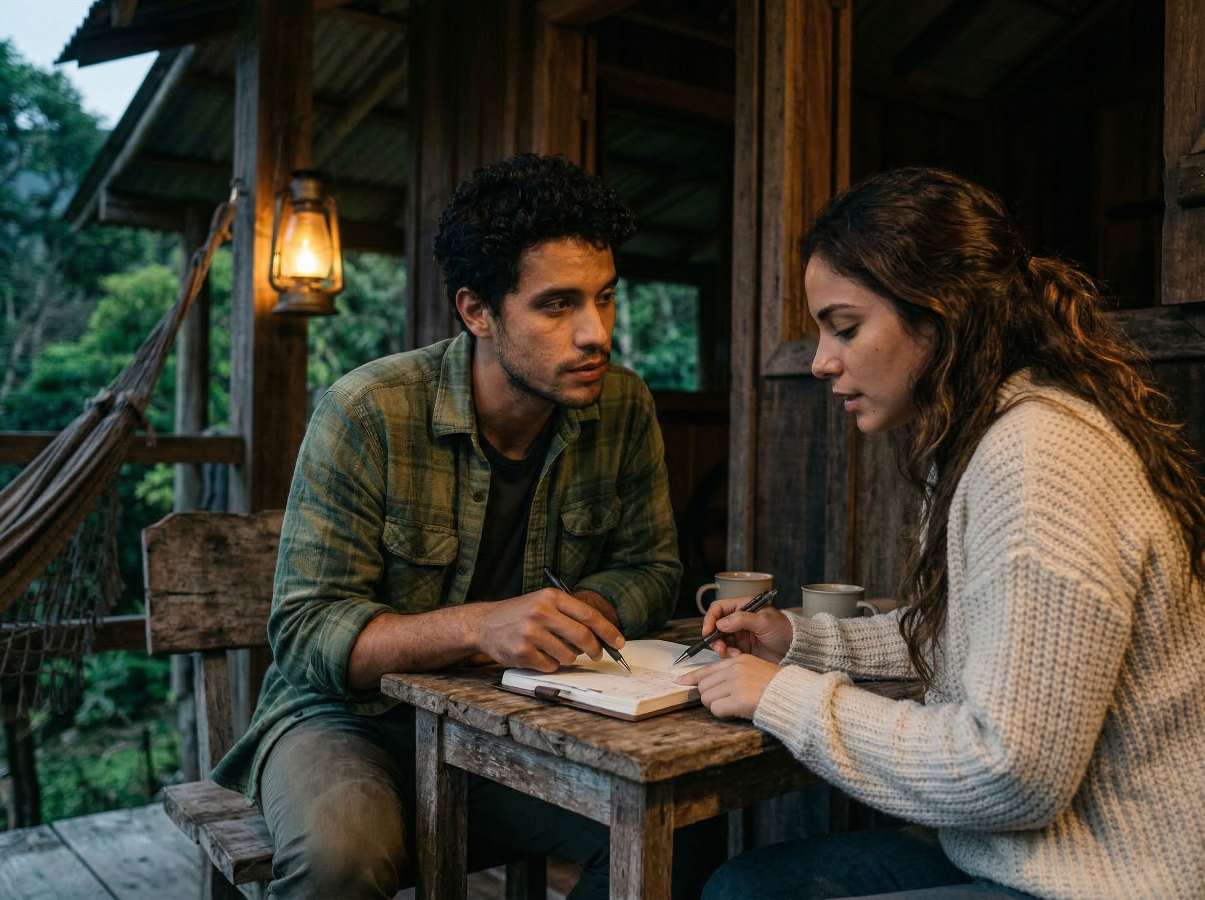 Um homem e uma mulher revisando uma agenda juntos