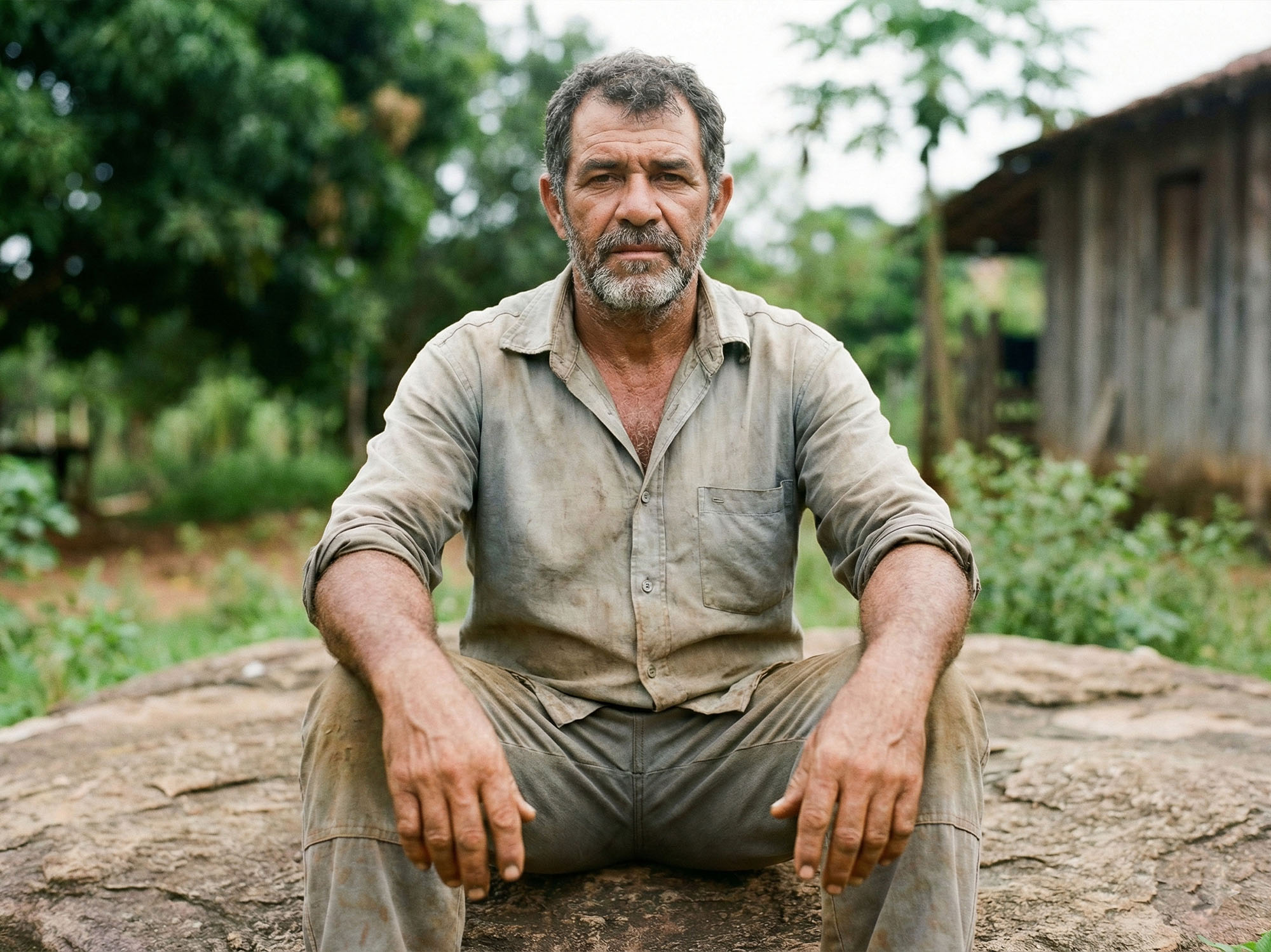 Homem se aterrando para recuperar clareza mental