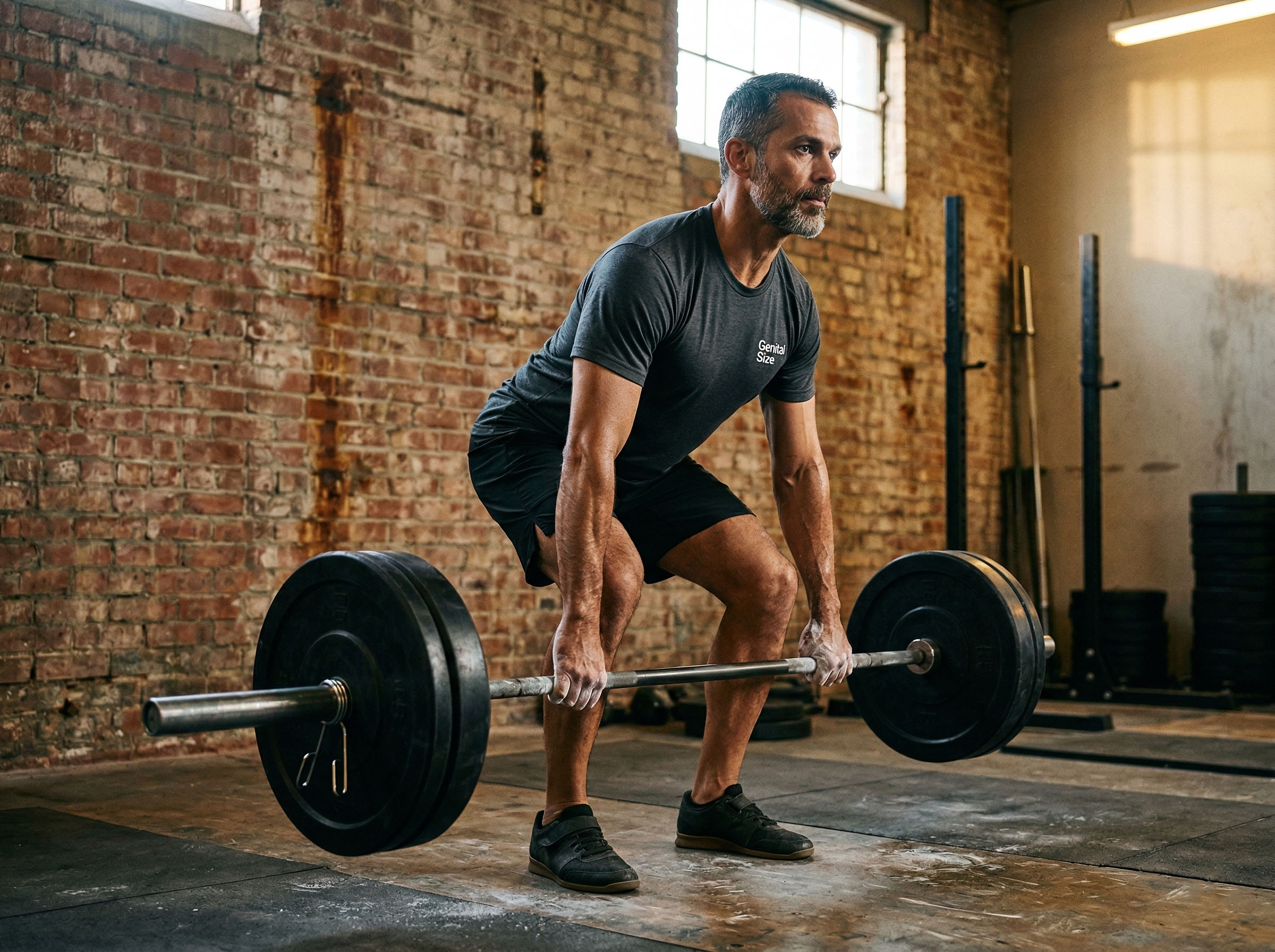 Homem na casa dos quarenta treinando ao ar livre — representando masculinidade ativa na meia-idade e saúde hormonal