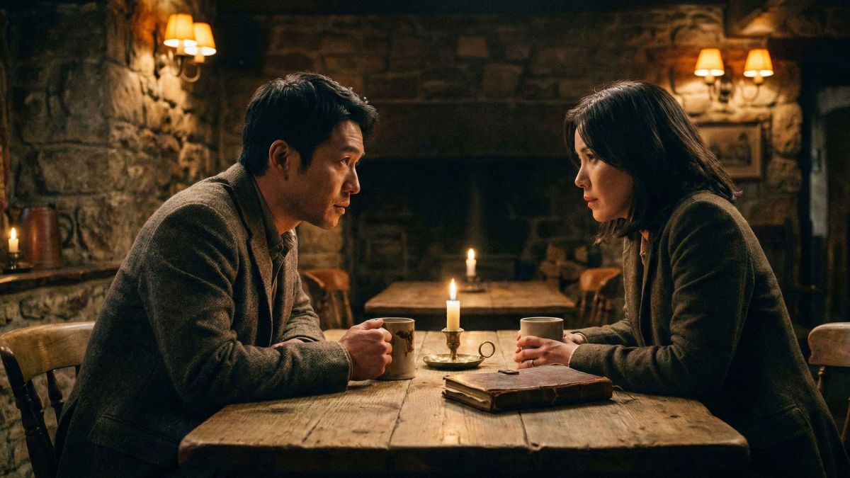 洗練された環境で女性と意義のある会話をリードする男性。