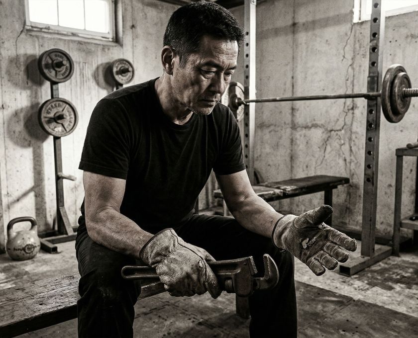 荒々しい環境で機能的な強さに集中する男性。