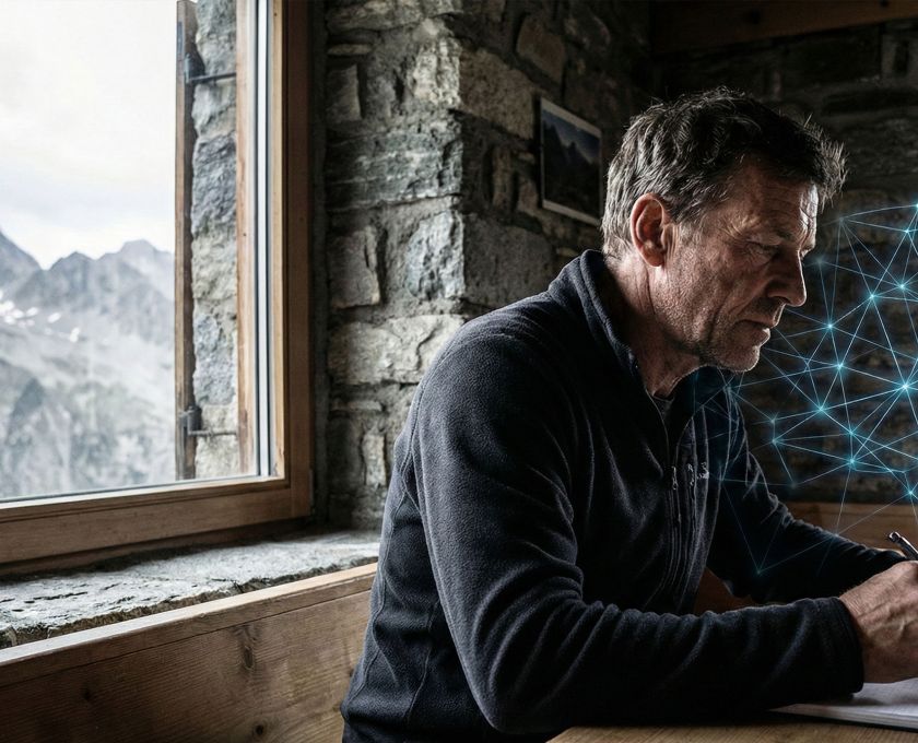 Ein Mann mit intensiver mentaler Konzentration und starker Führungspräsenz.