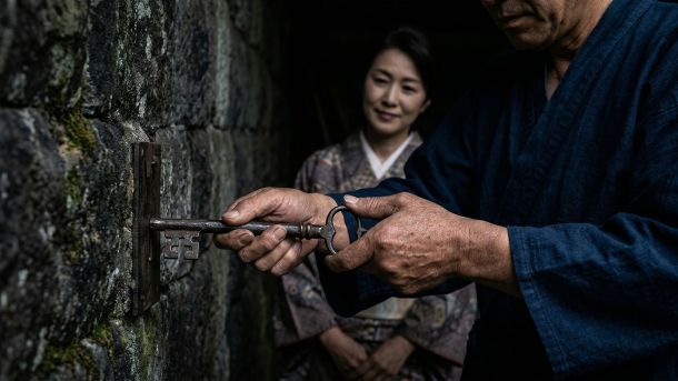 伝統と守護を象徴するものを握る男の手。