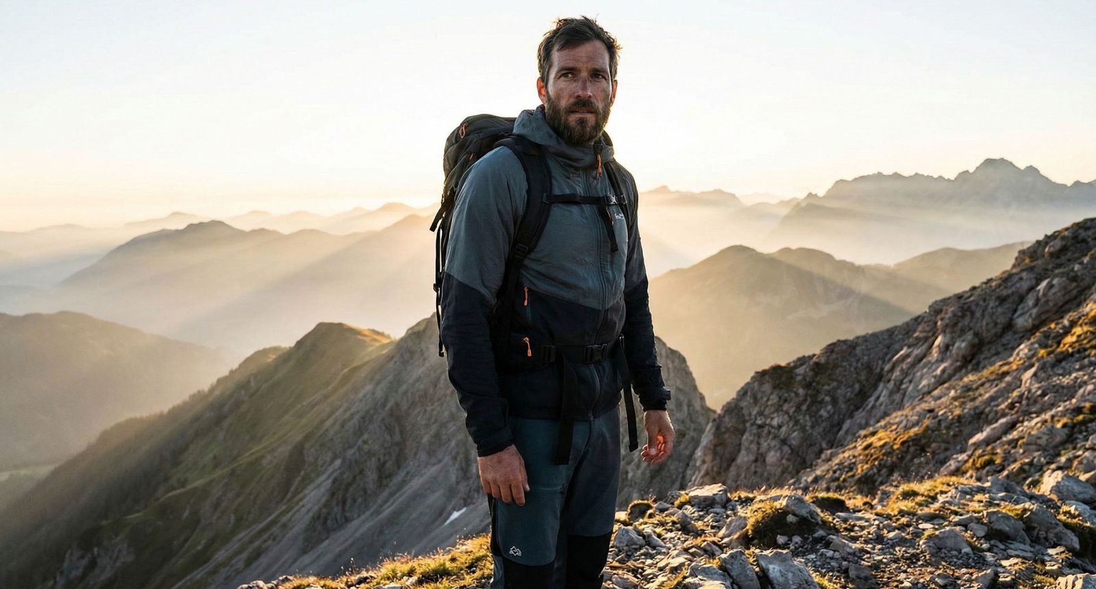 Ein starker, fokussierter Mann blickt auf den Horizont und symbolisiert die Zukunft männlicher Leistung und Führung.