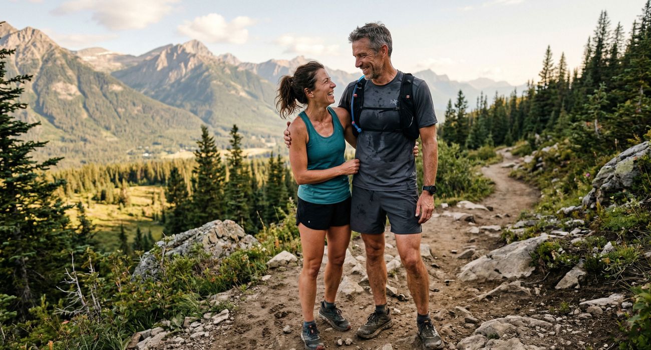 A man in his forties training outdoors — representing testosterone health, midlife strength, and active masculinity