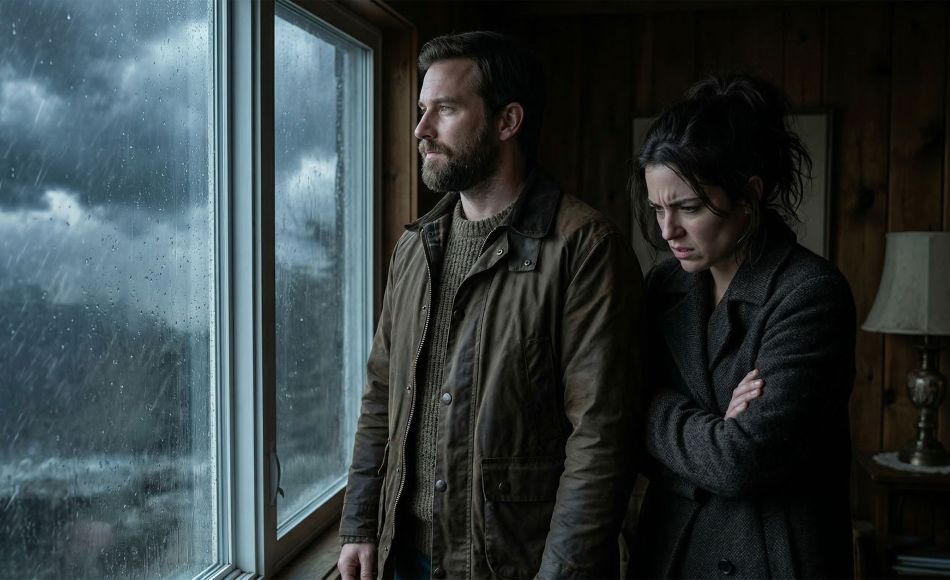 A stoic man maintaining composure during a difficult conversation.