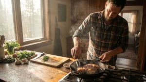 A man preparing a high-protein meal, representing performance nutrition and the provider role.