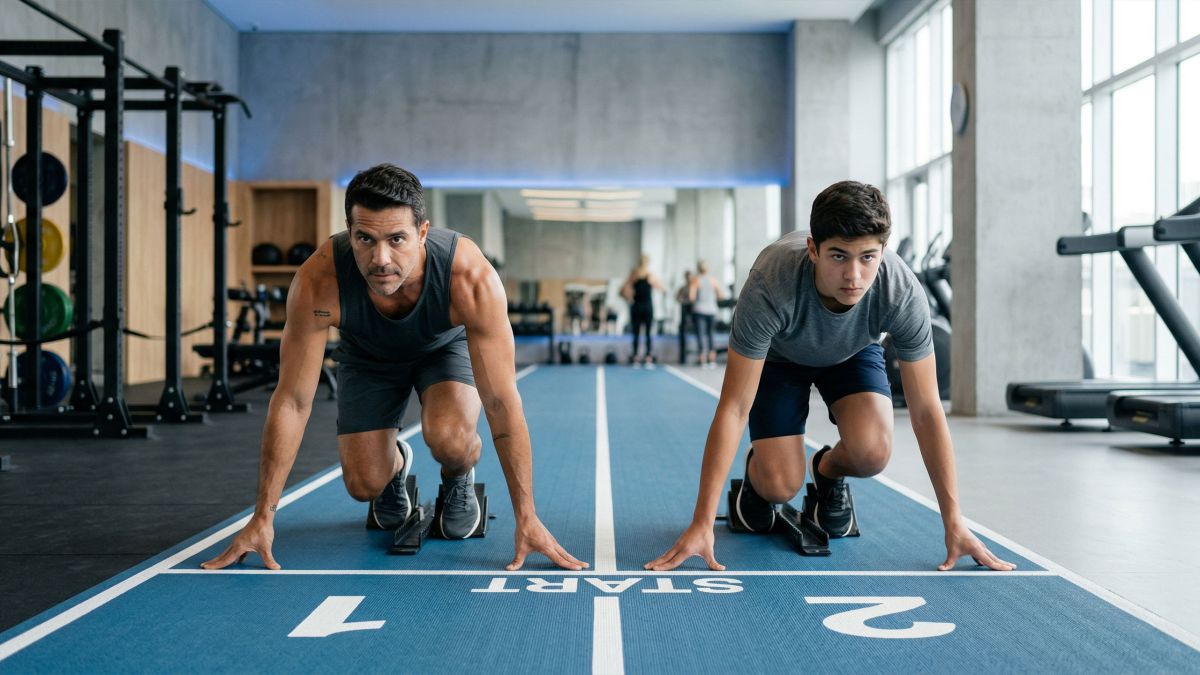 Um homem fazendo escolhas saudáveis, simbolizando o impacto epigenético nas futuras gerações.