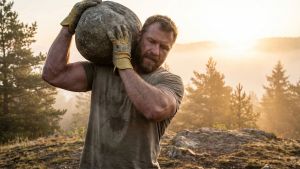 Mann beim Training im Freien, der männliche Gesundheit und Vitalität symbolisiert