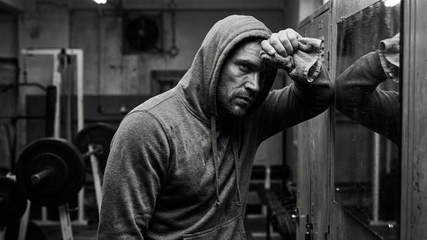 A confident man focusing on his physical and mental performance.