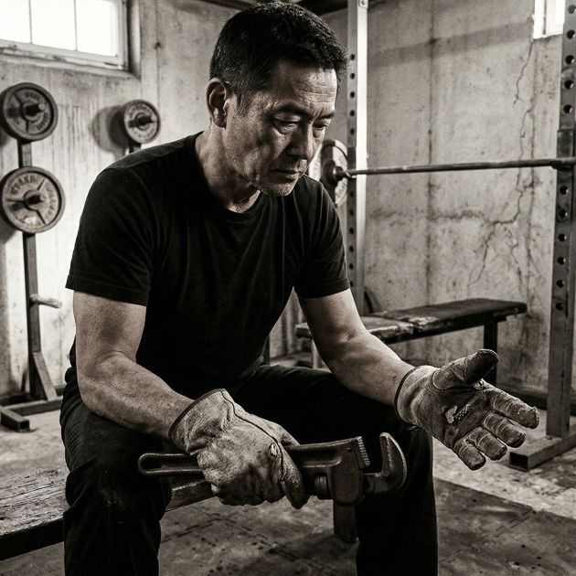 荒々しい環境で機能的な強さに集中する男性。