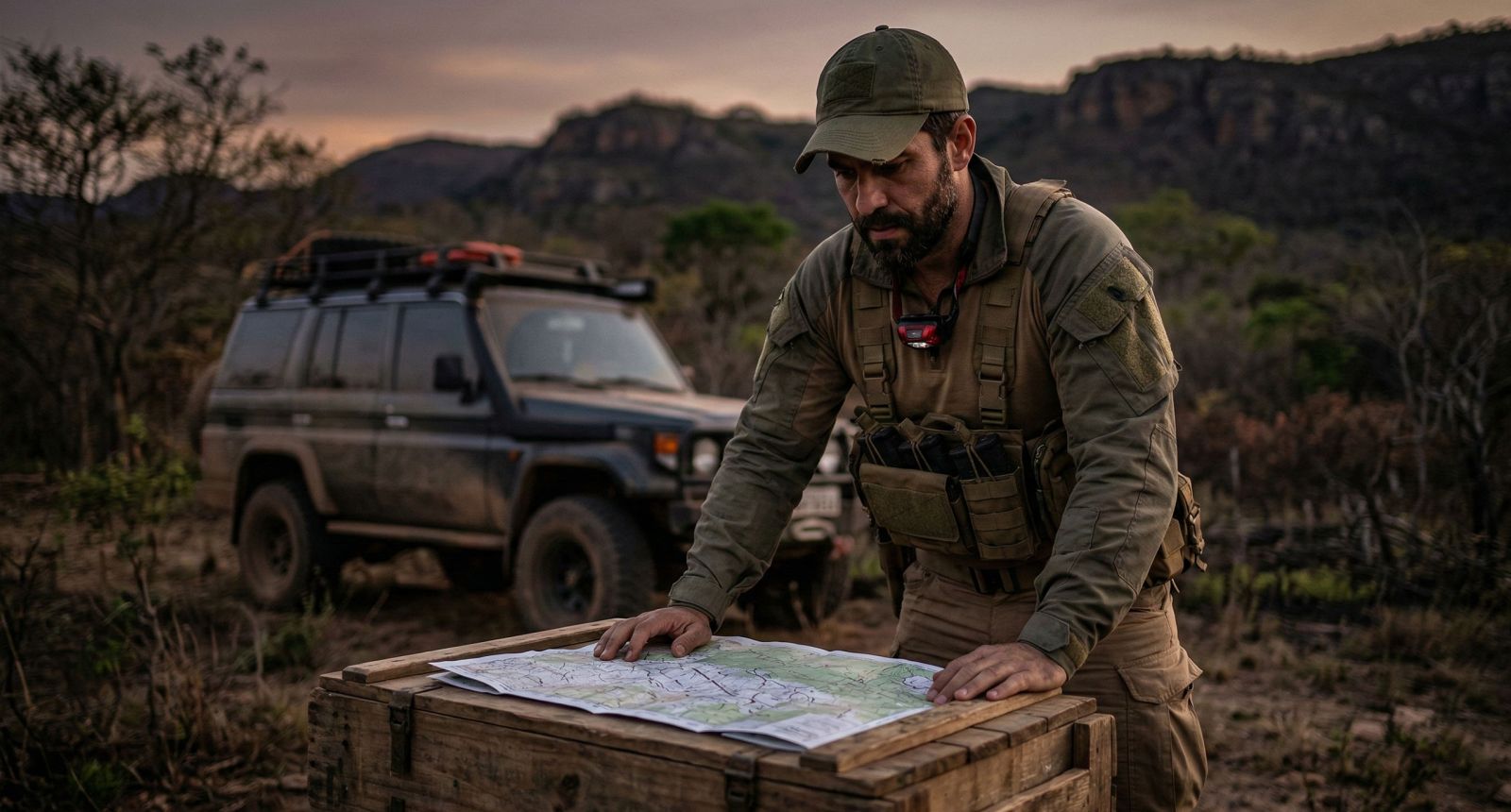 Um homem preparando-se para autossuficiência em um ambiente rural «Life Unit».