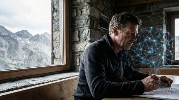 Ein Mann mit intensiver mentaler Konzentration und starker Führungspräsenz.