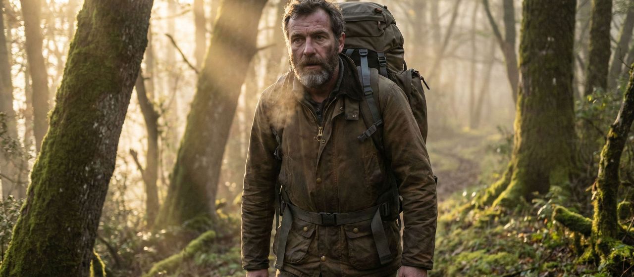 Un homme en forme faisant de la randonnée en plein air, représentant la santé masculine robuste et la performance physique optimale.