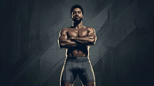 Homem confiante representando conhecimento da anatomia masculina e saúde reprodutiva