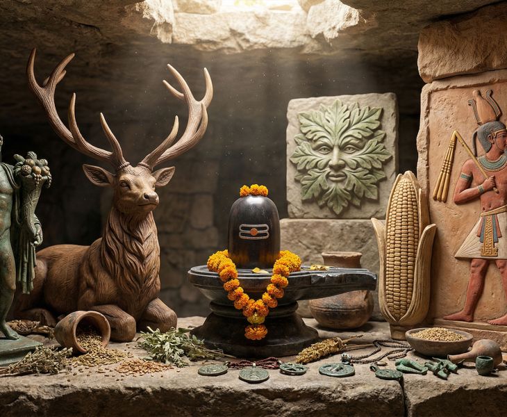 Símbolos antiguos de fertilidad y tótems masculinos de culturas del mundo