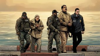 Una representaci&oacute;n simb&oacute;lica de la ca&iacute;da del r&eacute;gimen venezolano y la transici&oacute;n del poder a la custodia legal.