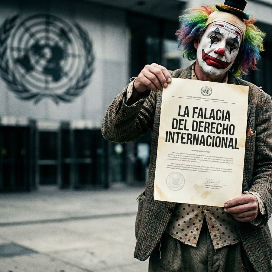 Una representación simbólica de la fuerza militar versus símbolos burocráticos internacionales.