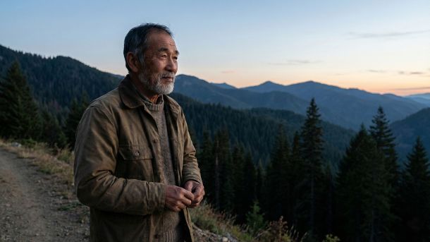 屋外で落ち着いた集中を実践し、ストレスと精神的明晰さを管理する男性