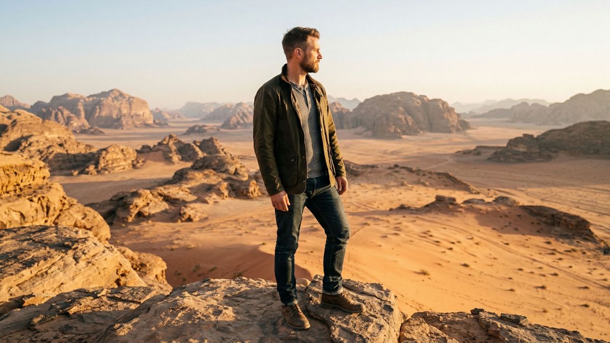 Ein selbstbewusster Mann, der Stärke und Ziel verkörpert