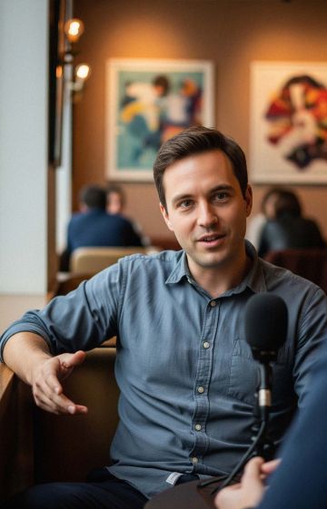 Man speaking during an interview about his personal journey.